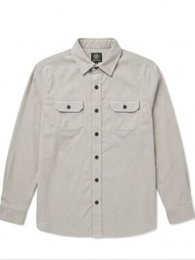 Men's Corduroy Grey Beige Shirt, Snover, Small, NWT